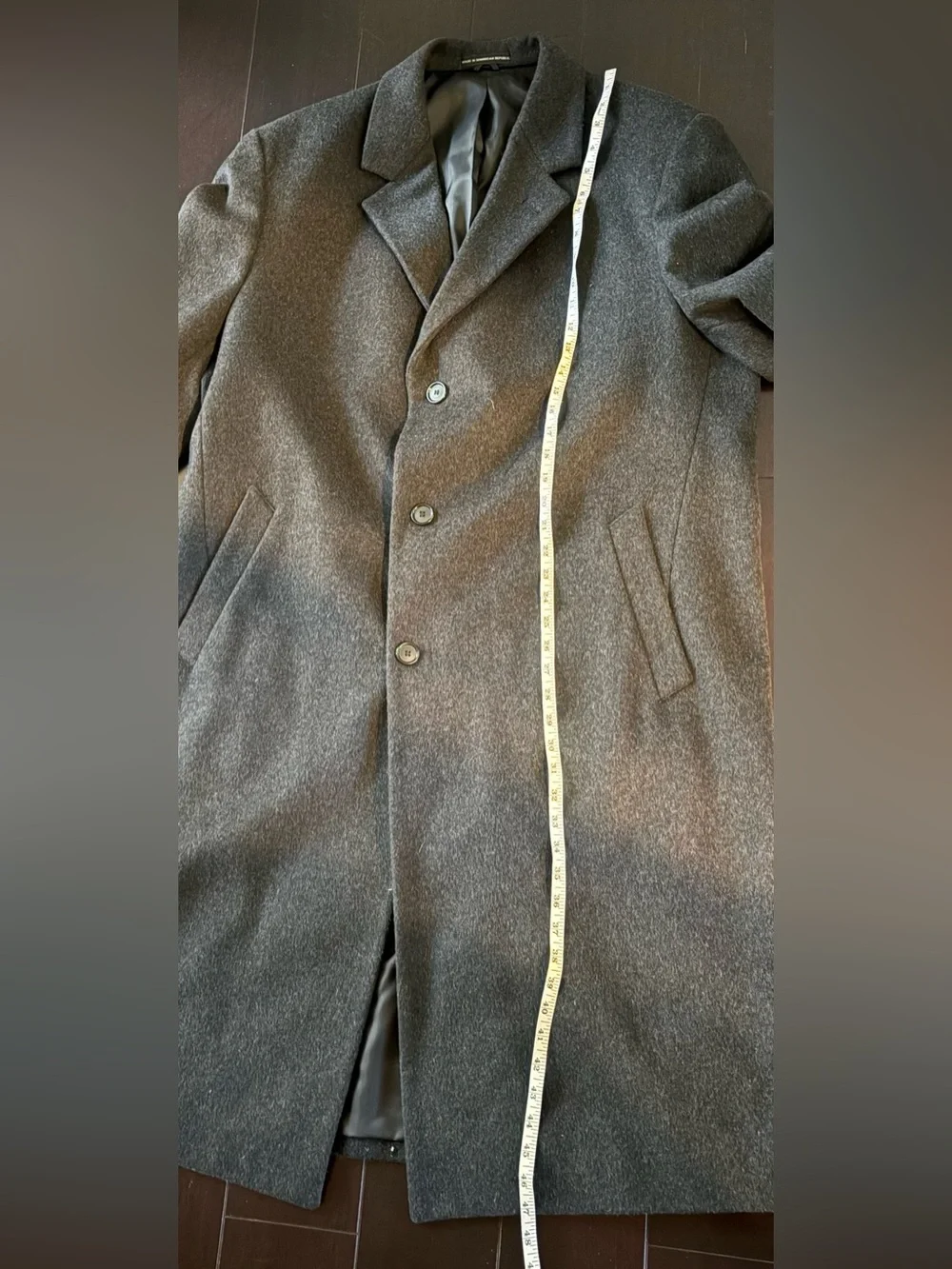 Vintage Alfani Men's Dark Charcoal Wool Pea Coat